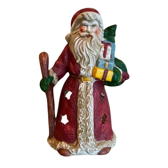 Vintage Porcelain Christmas Santa Clause Votive Tea Light Holder - Picture 1 of 6